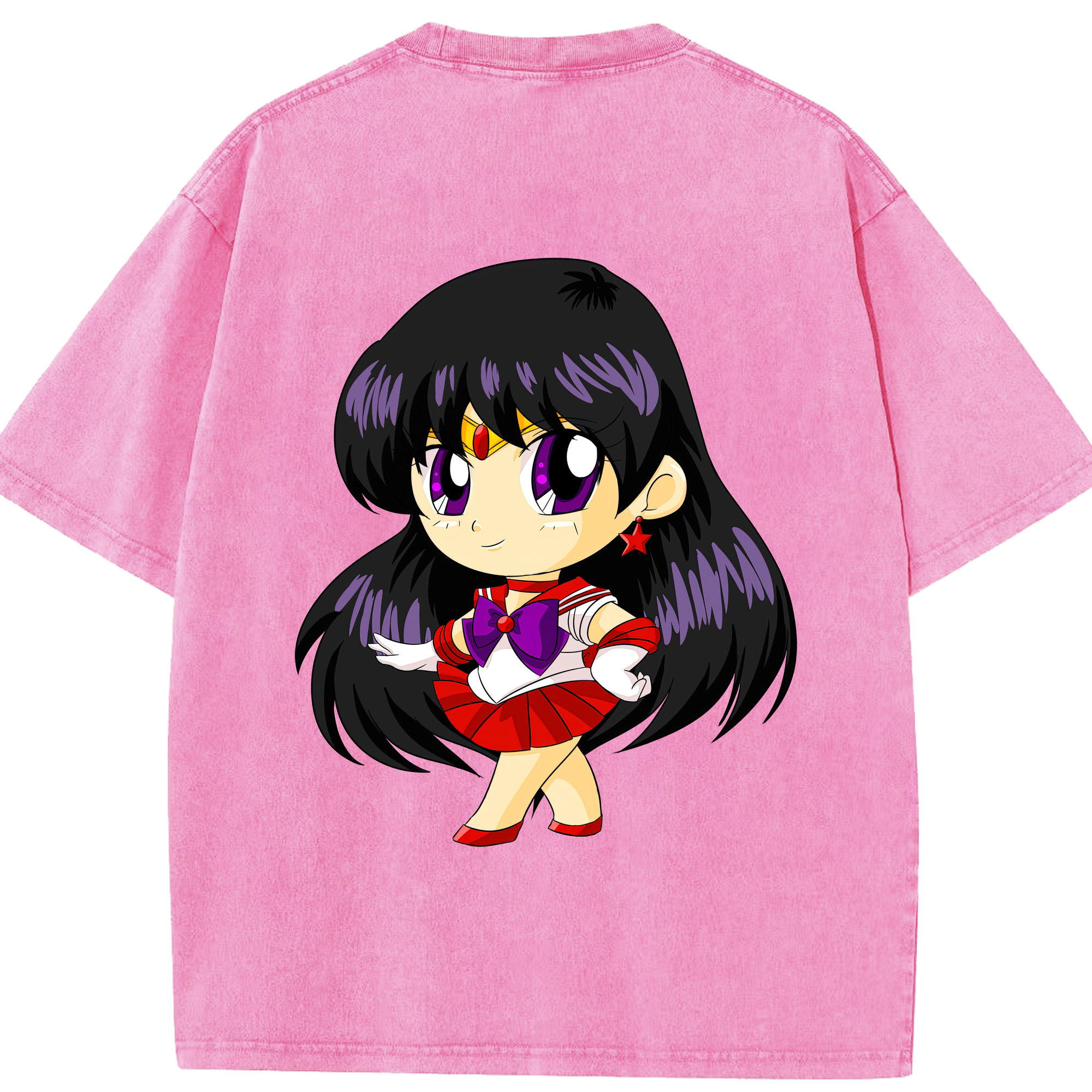 （画像用） 美少女戦士セーラームーン 火野レイ ひの レイ Sailor Moon Hino Rei （セーラーマーズ,Sailor Mars） 綿100% ヴィンテージ風 半袖Tシャツ（背面プリント）